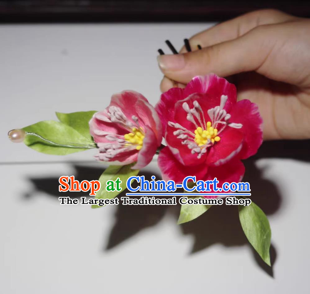 Intangible Cultural Heritage Velvet Flower Hairpin Gardenia Peony Hair Comb Cheongsam Hanfu Headwear Chinese Ancient Hair Jewelry