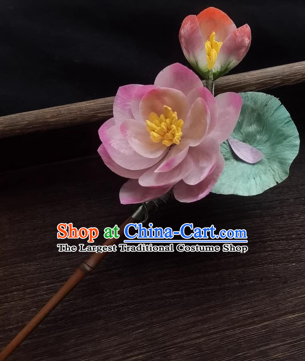 Chinese Hanfu Qipao Hair Jewelry Traditional Hair Stick Intangible Cultural Heritage Handmade Silk Velvet Lotus Flower Hairpin