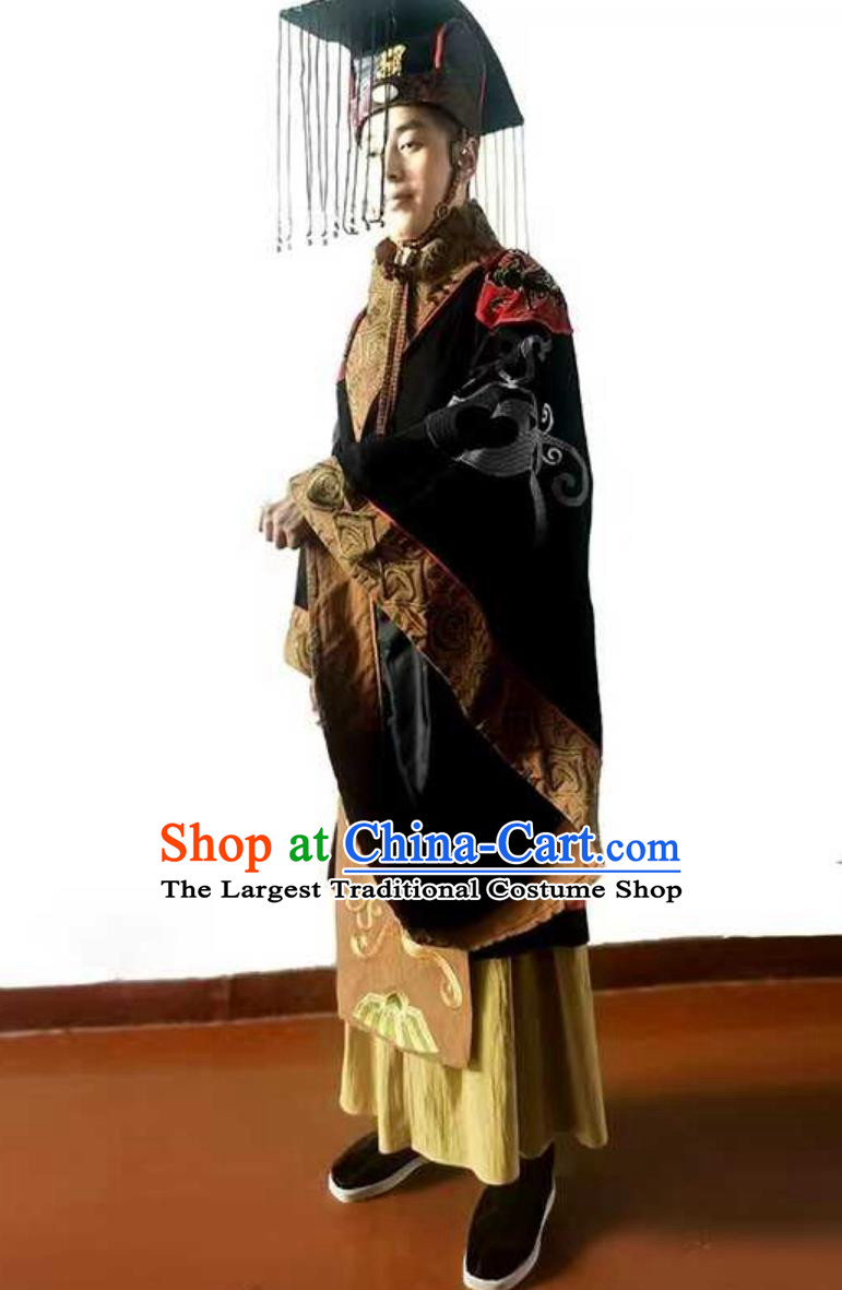 Film and Television Costume Ancient Qin Shi Huang Costume Chinese Qin Dynasty Embroidered Hanfu First Emperor Robes