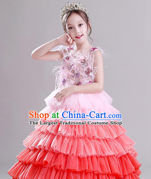 Children Dress Princess Dress Girl Model Runway Costume Flower Girl Fluffy Veil Clothing