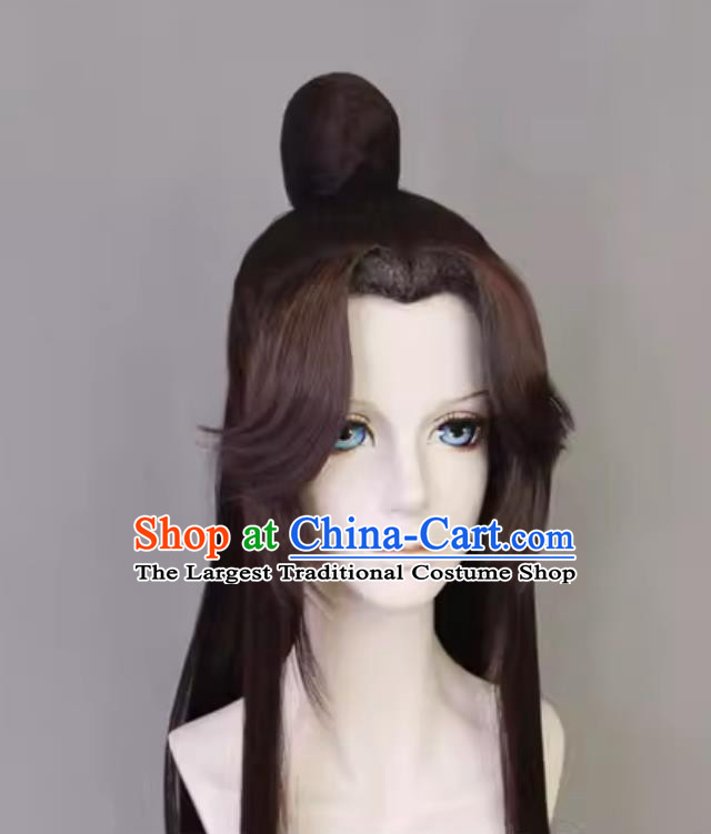 Code Name Yuan Chen Deng Wig Cosplay Brown Black Mixed Color Hairpiece Ancient Chinese Hero Headdress