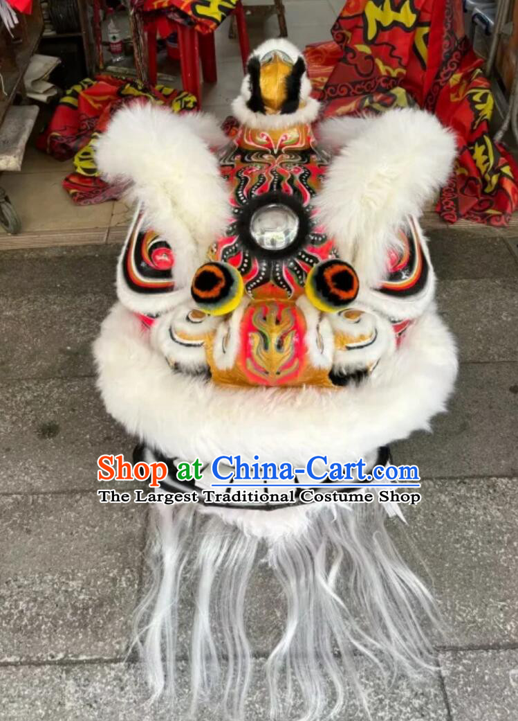 China Hok San Dancing Lion Traditional Handmade White Wool Lion Costume Chinese Lion Dance Equipment Online Buy