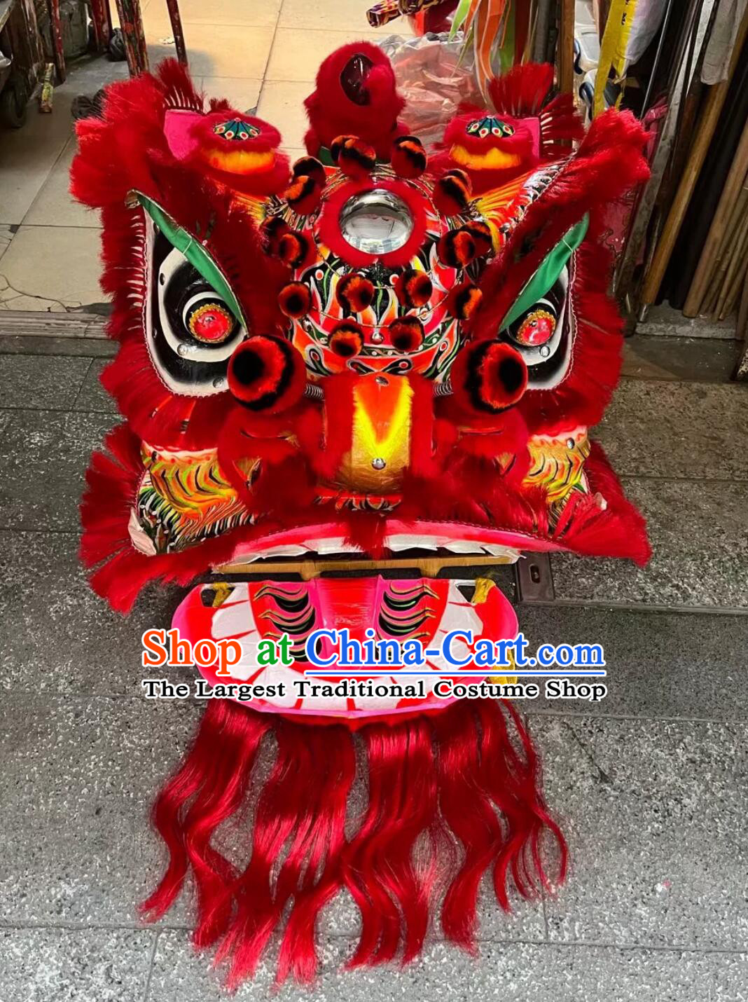 Traditional Handmade Red Lion Costume China Fut San Dancing Lion Chinese Happy New Year Lion Dance Equipment Online Shop