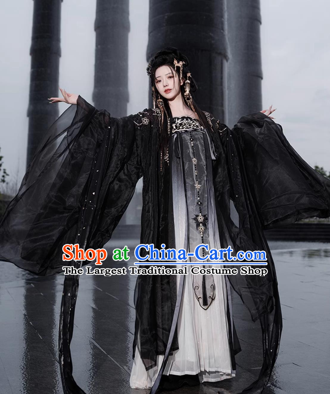 Ancient Chinese Costumes Hanfu Online Shop Traditional Tang Dynasty Princess Black Dresses