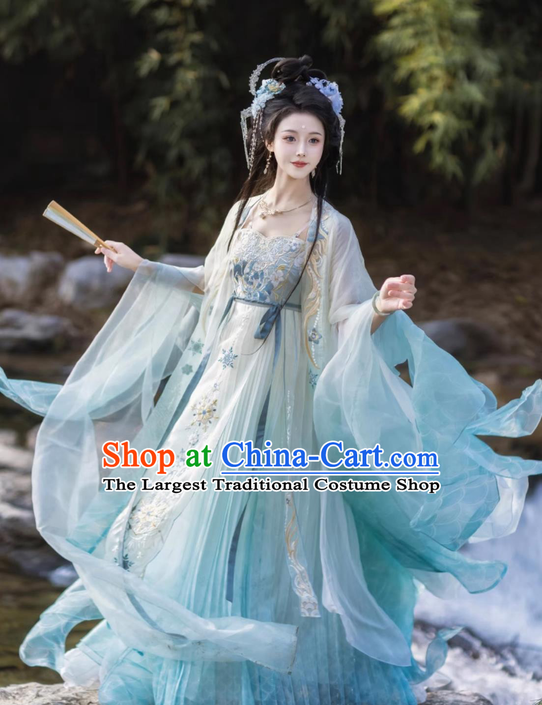 Ancient Chinese Goddess Clothing Traditional Tang Dynasty Princess Costumes Online Buy Hanfu Blue Dresses