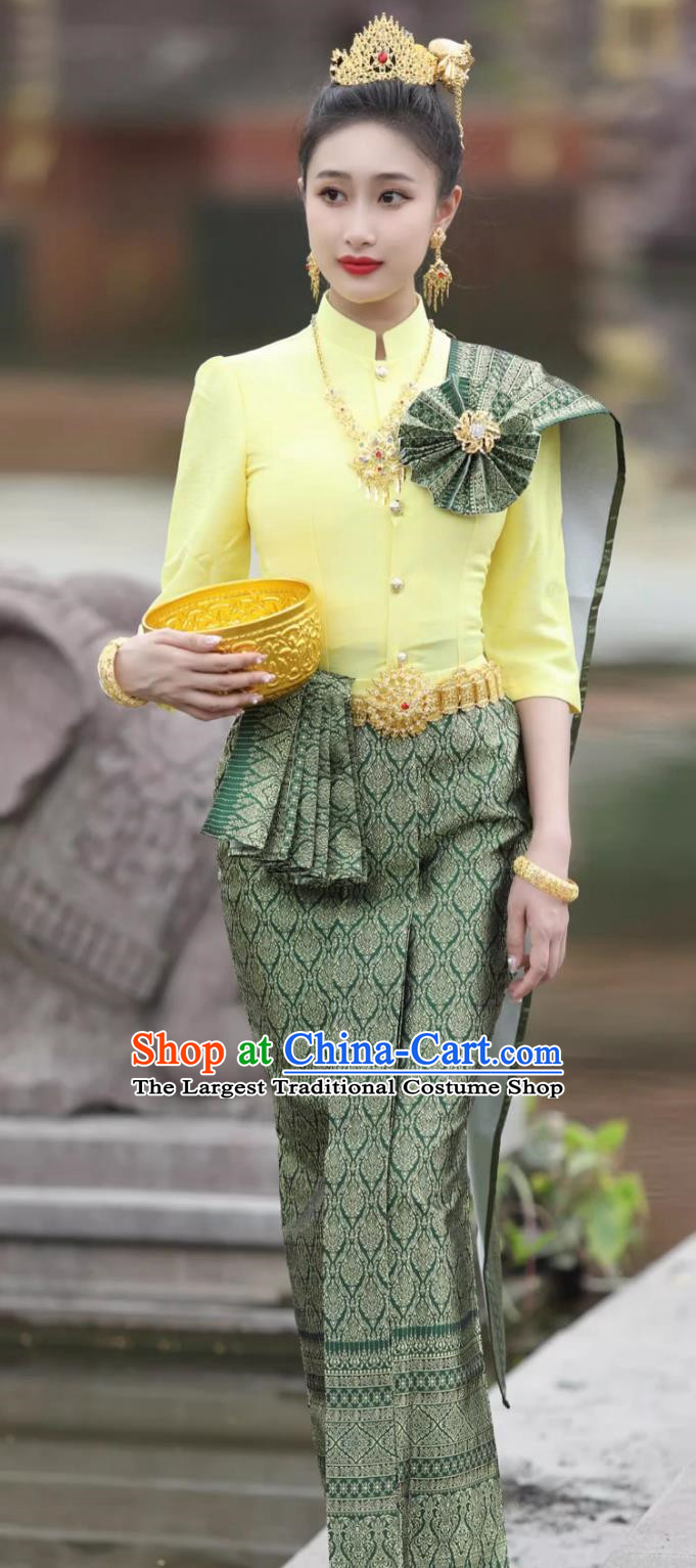 Thailand Traditional Costume Thai Women Clothing Host Bride Dress Welcome Work Dress