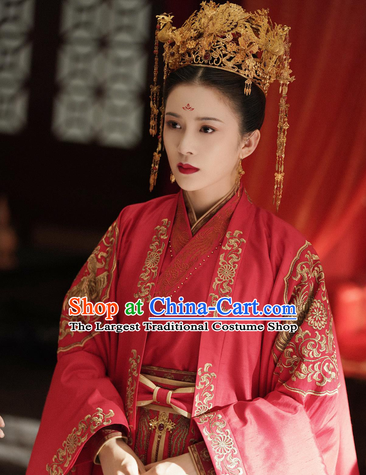 Chinese TV Series The Promise of Chang An He Lan Ming Yu Wedding Dress Ancient China Song Dynasty Empress Red Garment Costumes