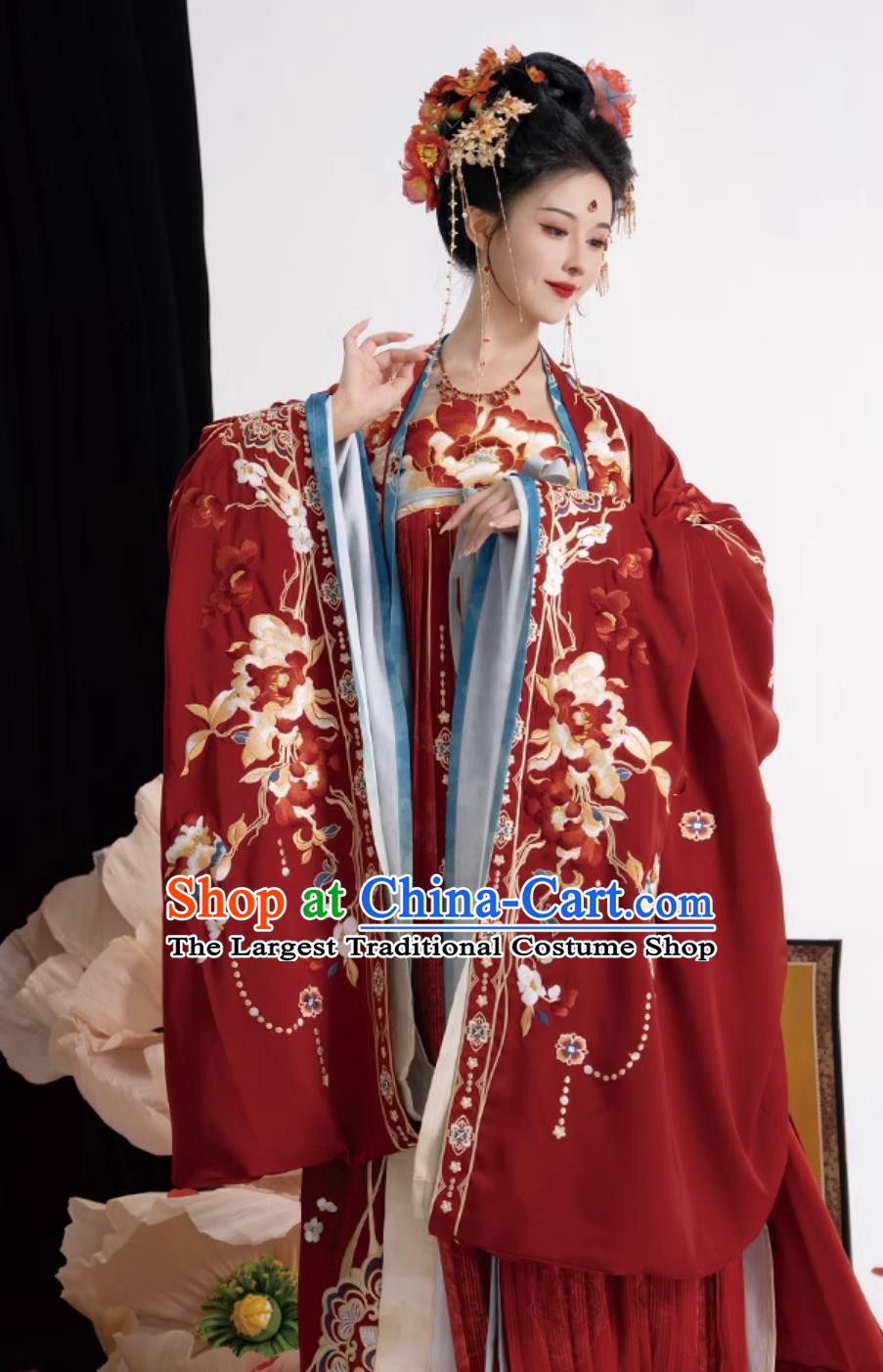 Traditional Hanfu Wedding Dresses Chinese Tang Dynasty Wedding Clothing Ancient China Bride Embroidered Costumes Complete Set