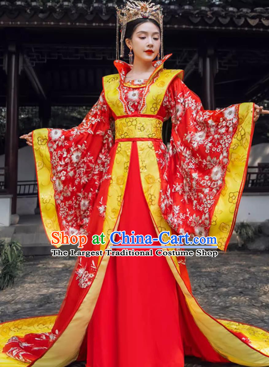 Red Tang Dynasty Imperial Consort Trailing Dress Traditional Hanfu Online Shop Ancient Chinese Empress Clothing Complete Set