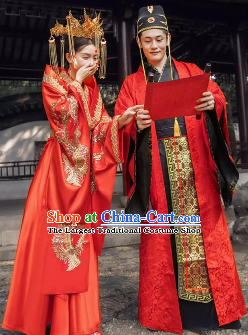 Ancient Chinese Wedding Attires Traditional Hanfu Online Shop Ming Dynasty Bride and Groom Robes Costumes Complete Set