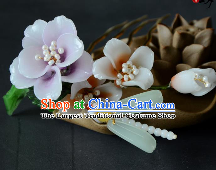 Traditional Chinese Hanfu Hair Jewelry China Ancient Princess Lilac Flower Hairpin Handmade Ming Dynasty Hair Comb