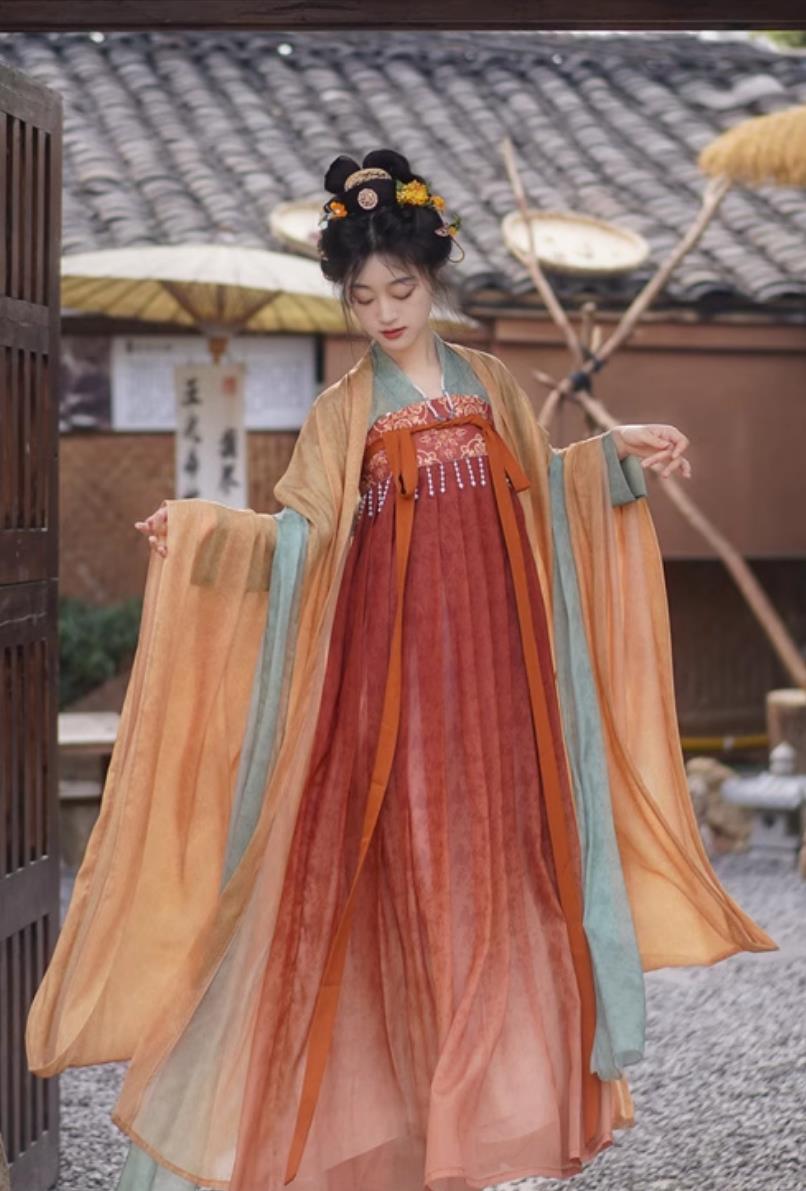 Traditional Chinese Costume Ancient Woman Qixiong Dress Tang Dynasty Hanfu Ruqun