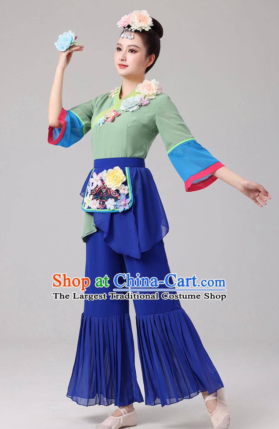 Homestead Performance Clothing Women Group Dance Yangko Costume Tea Picking Dance Attire