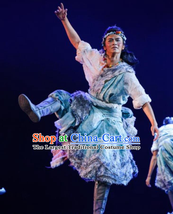 Tibetan Dance Performance Costume Men Sons Of The Snow Tibetan Group Dance Clothing Chinese Zang Ethnic Minority Dance Attire