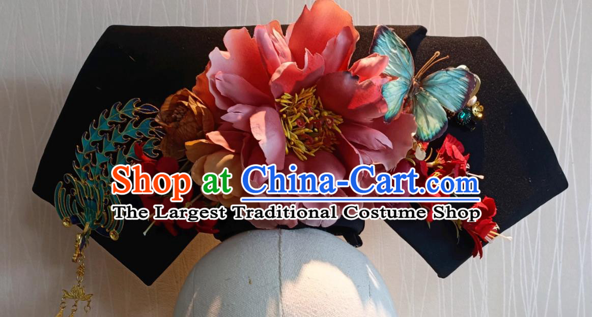 Royal Qing Dynasty Hair Accessories Set Ancient Chinese Empress Da Lachi Headdress Imperial Consort Gege Hat