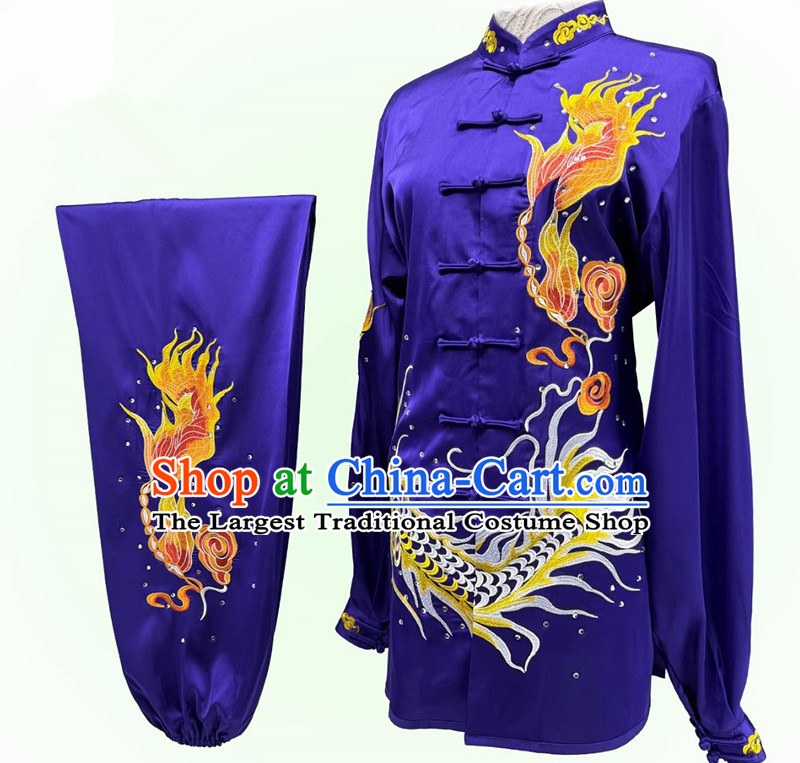Chinese Tai Chi Qigong Performance Purple Uniform Wushu Competition Clothing Embroidery Dragon Martial Arts Suit