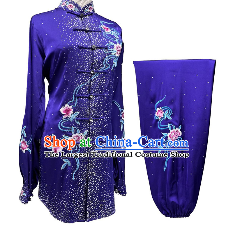 Chinese Kung Fu Performance Clothing Starry Sky Purple Tai Chi Suit Embroidery Wushu Competition Costume