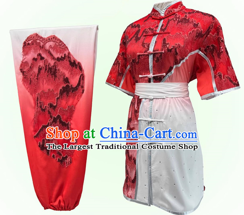 Chinese Kung Fu Changquan Clothing Bright Diamond Wushu Performance Costume Martial Arts Competition Uniform