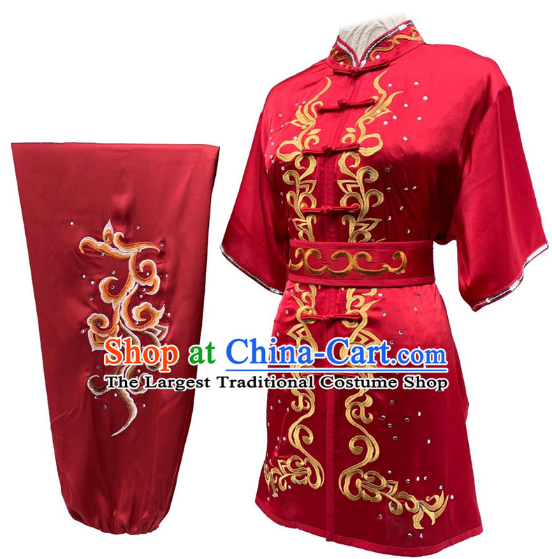 Chinese Martial Arts Clothing Wushu Team Performance Costume Changquan Long Fist Competition Red Uniform