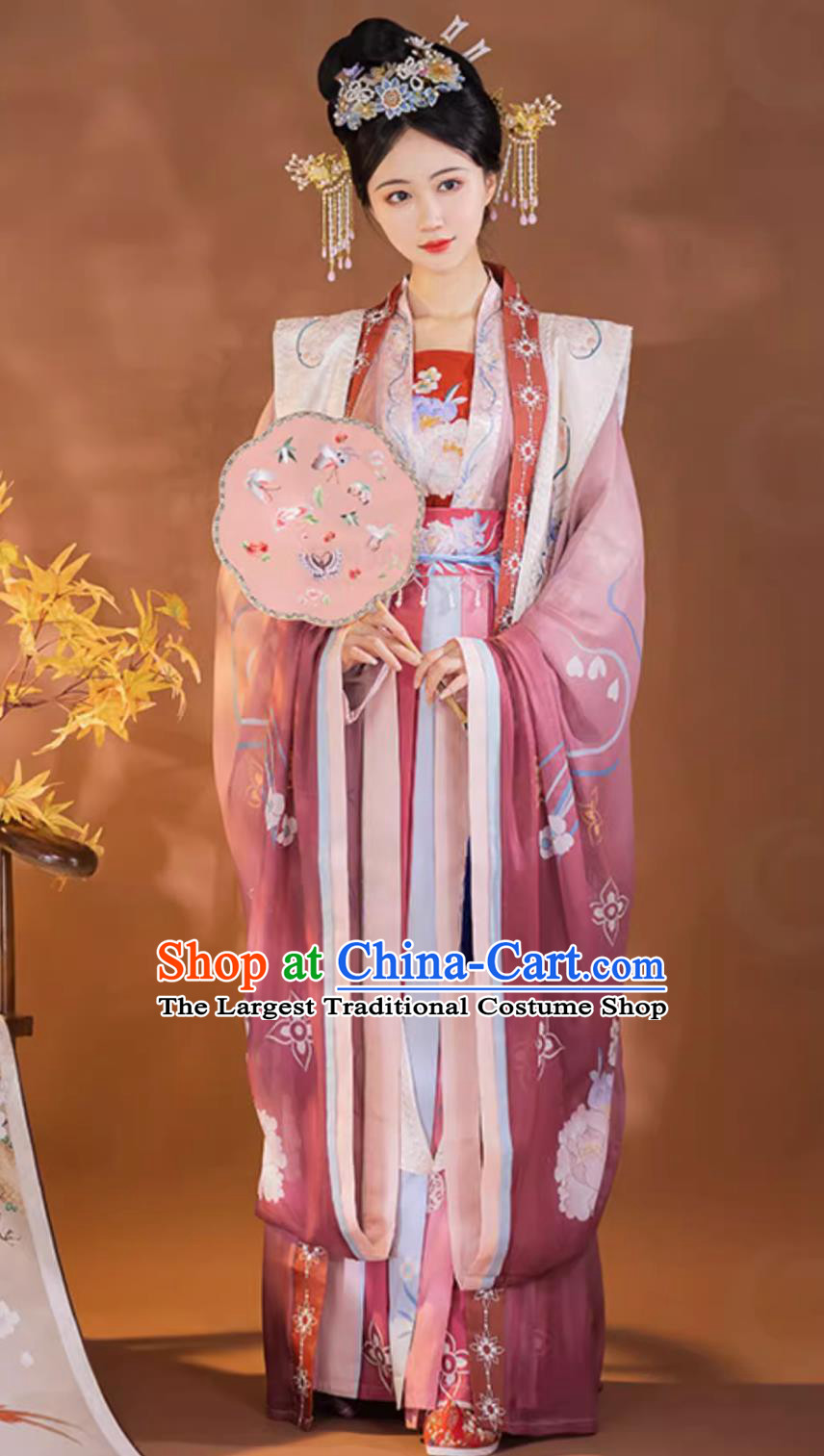 Chinese Hanfu Song Dynasty Noble Woman Women Costumes Xiapei Duijin Waist High Ruqun Complete Set