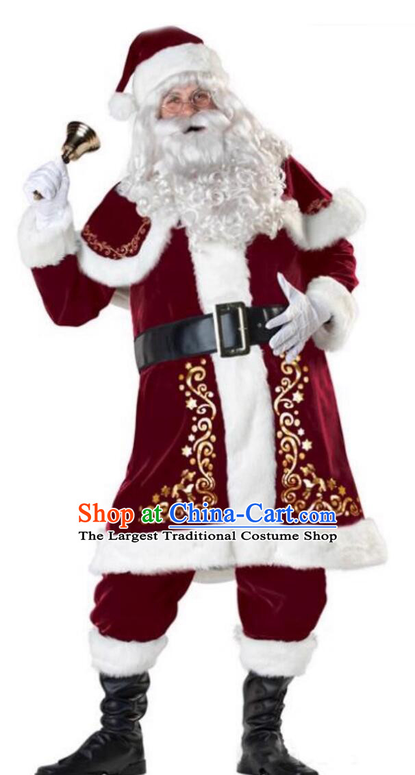 Santa Claus Costume Men Father Christmas Cosplay Outfit Thick Party Attire