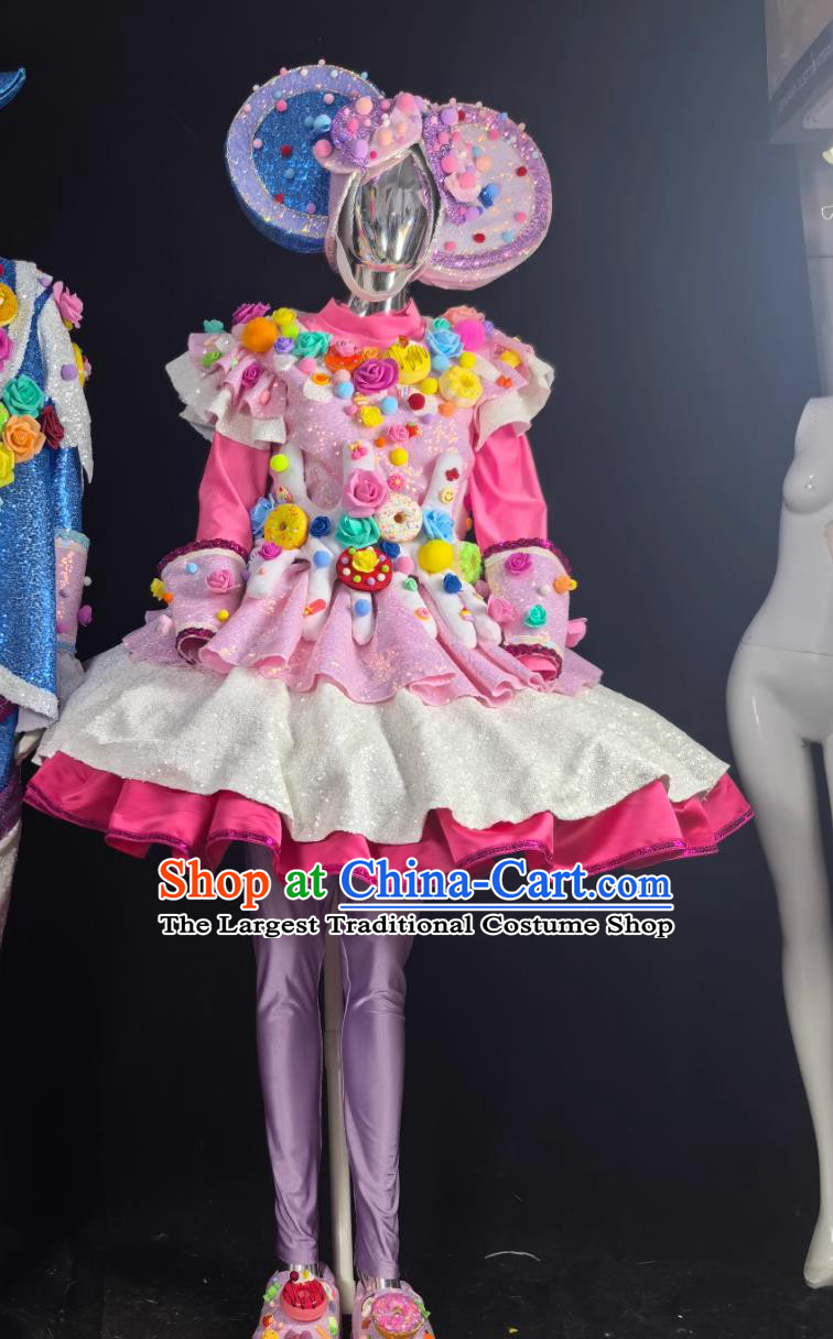 Pastel Color Clown Performance Costume Candy Dream Princess Dress