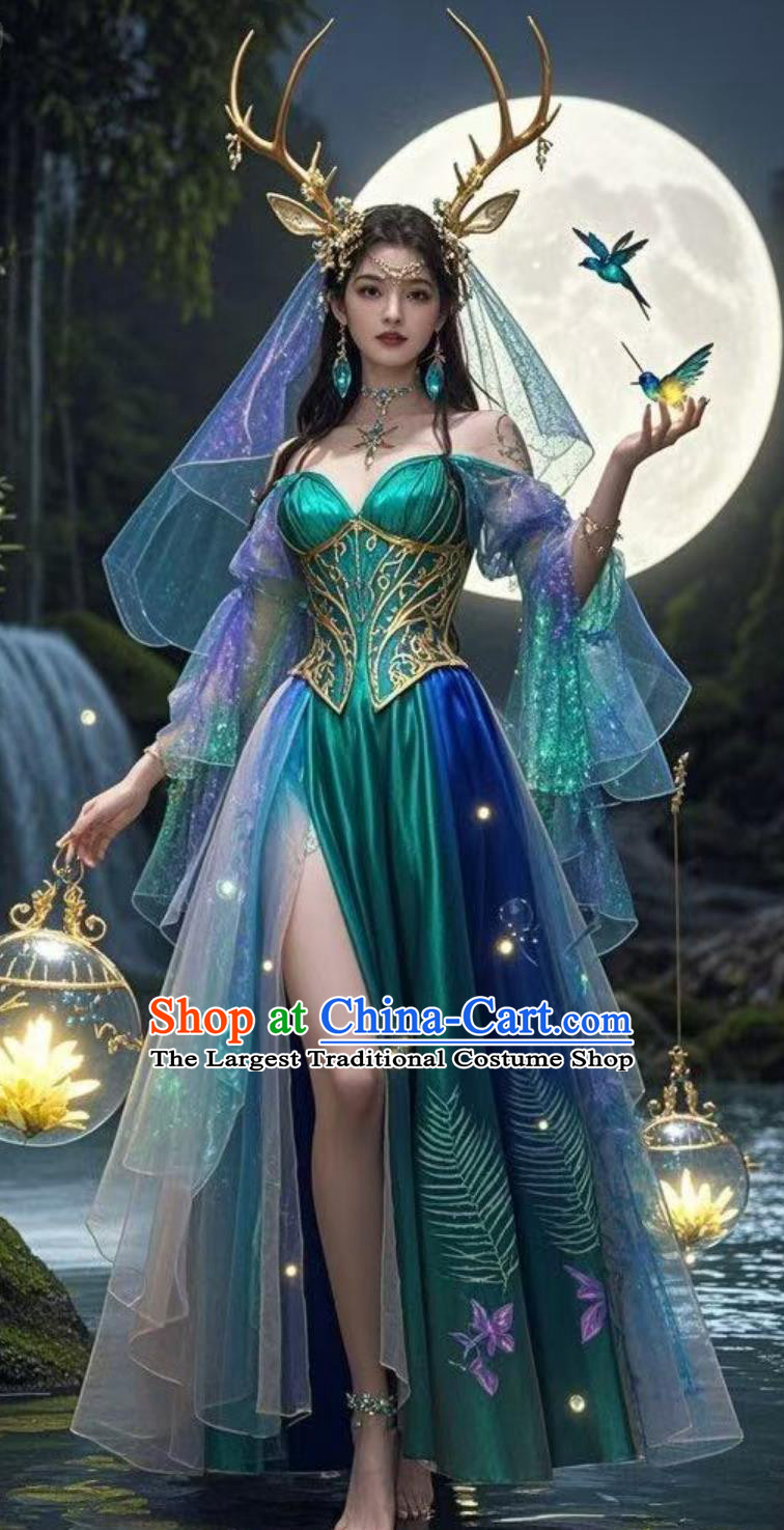 Forest Princess Deer Goddess Performance Costume Chinese Style Stage Attire