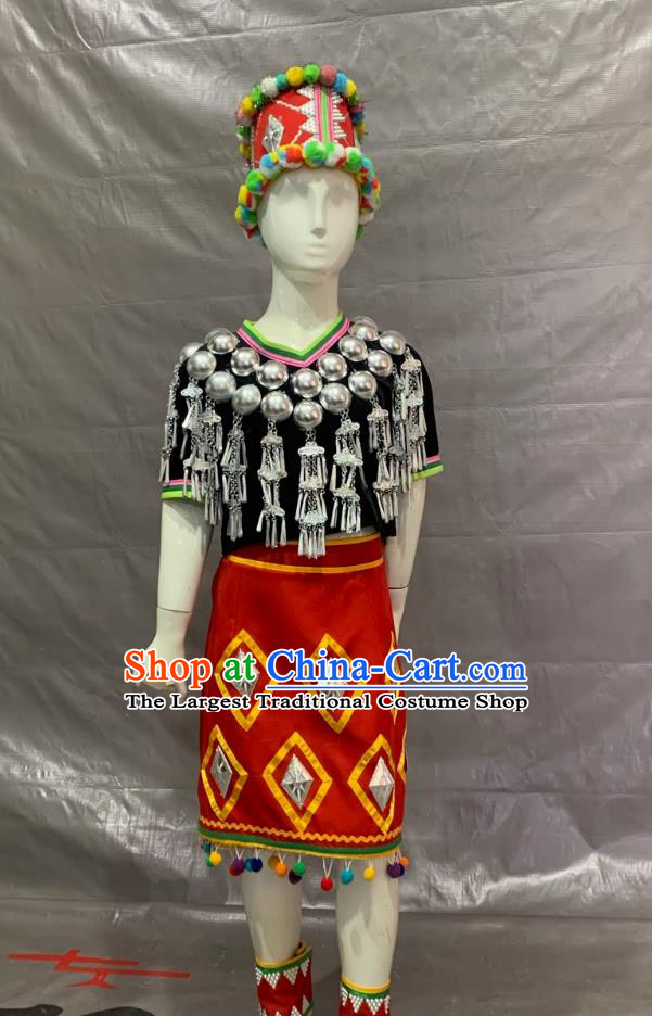 Jingpo Ethnic Performance Costume Yunnan Minority Stage Attire for Women