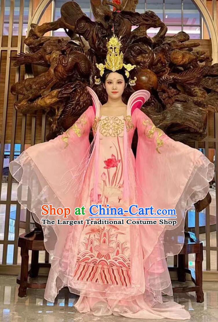 Opening Dance Beauty Dance Costume Tang Dynasty Pink Hanfu Dress Chinese Elegant Wide Sleeve Performance Attire
