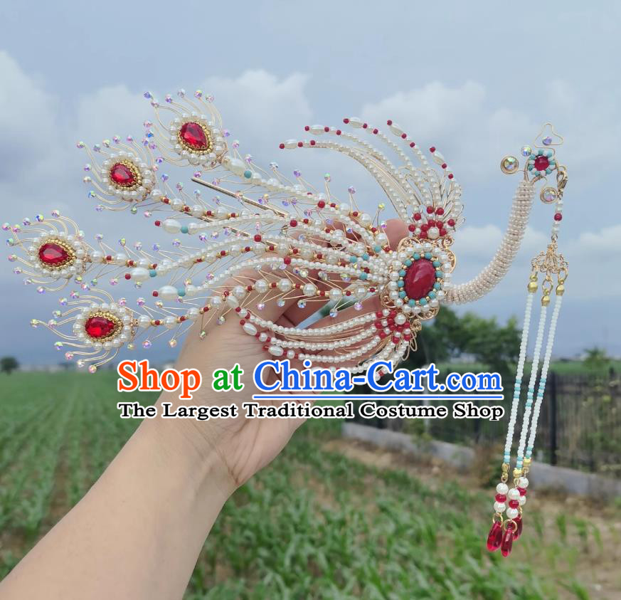 Golden Phoenix Hairpin Traditional Hanfu Hair Accessory Wedding Headdress Ancient Chinese Empress Phoenix Crown