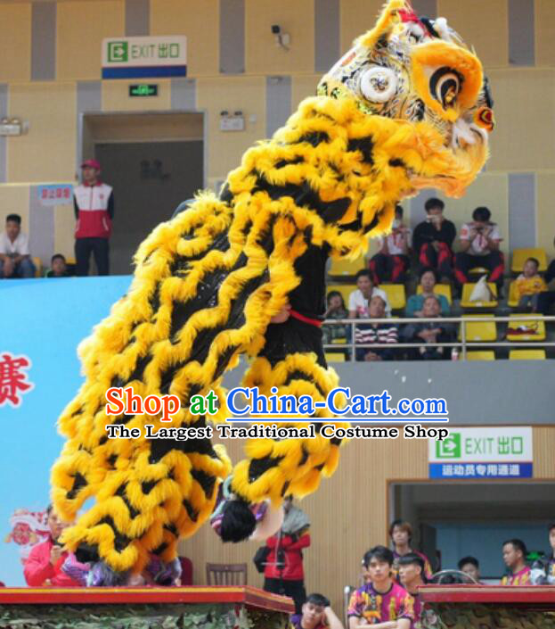 Handmade Lion Dance Costumes Golden Fur Fut San Lion Head Chinese Dancing Lion Equipment Complete Set