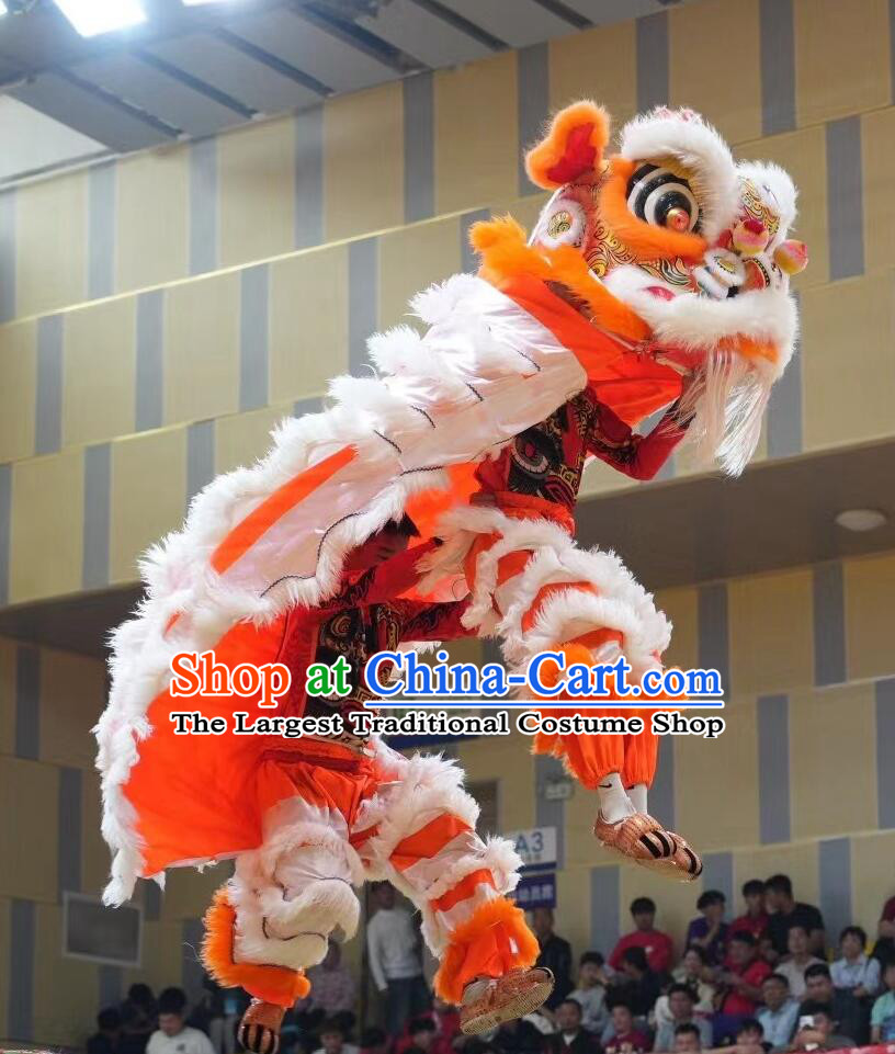 Traditional Chinese Dancing Lion Equipment Clothing Handmade Fut San Lion Dance Costume Orange Lion Dance Head