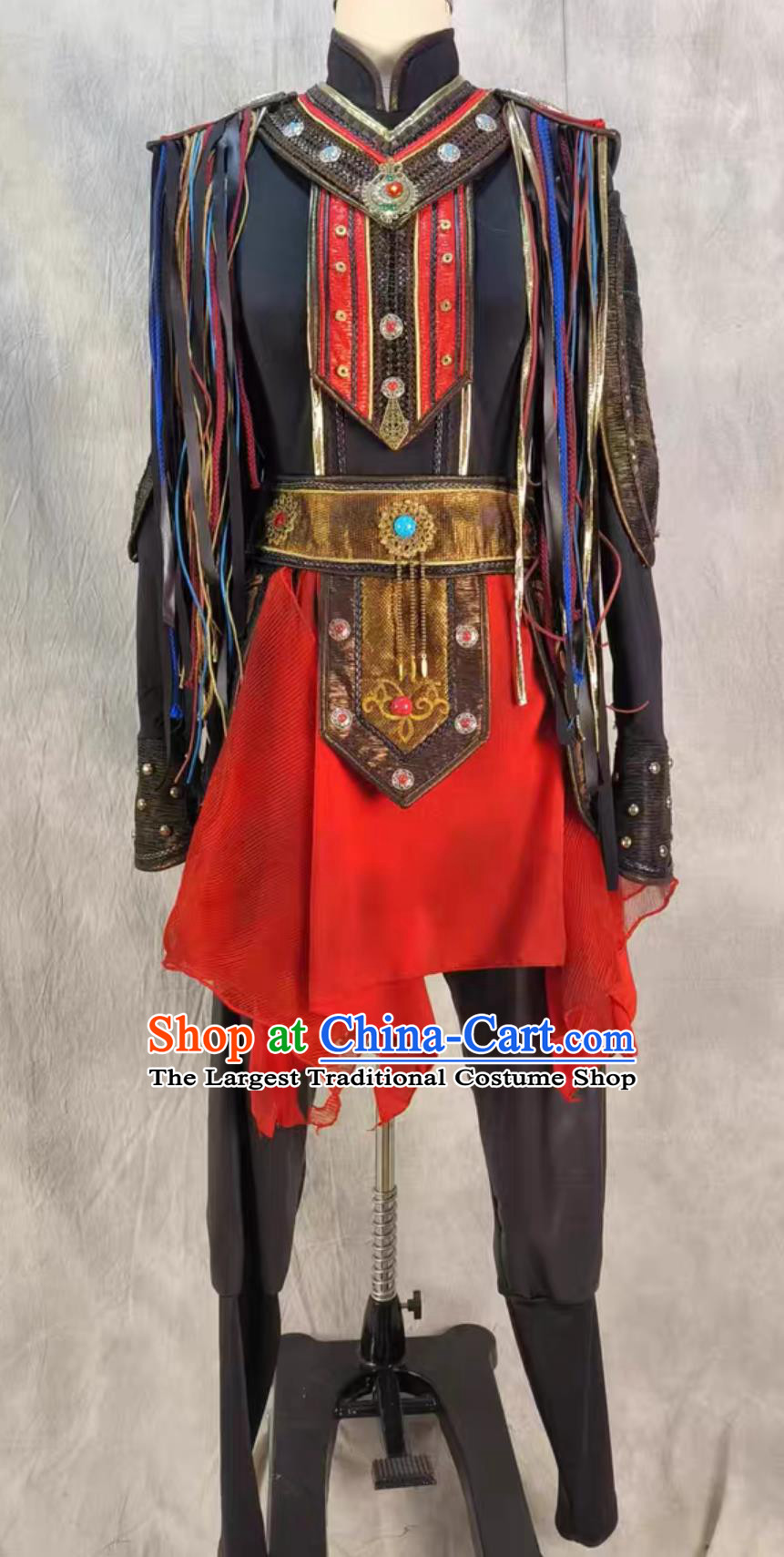 Chinese Mongolian Dance Horse Bell Rings Happiness Song Dancewear Mongol Ethnic Stage Performance Costume for Women
