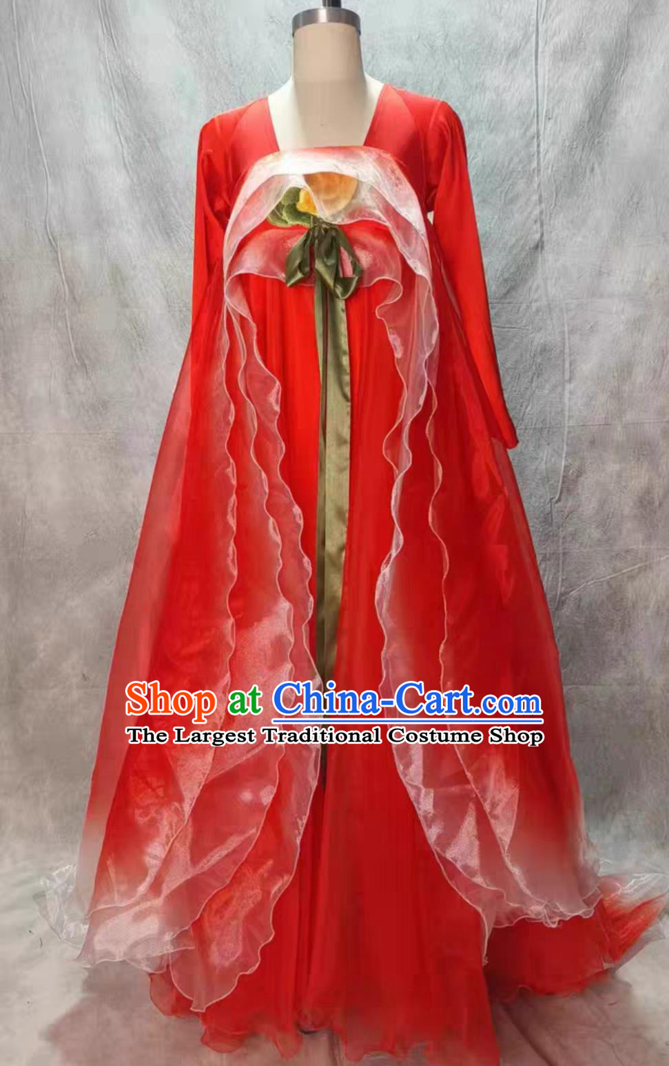 Hairpin Flower Scroll Dance Costume Red Hezi Dress Traditional Da Xiu Shan Hanfu Chinese Classical Dance Attire