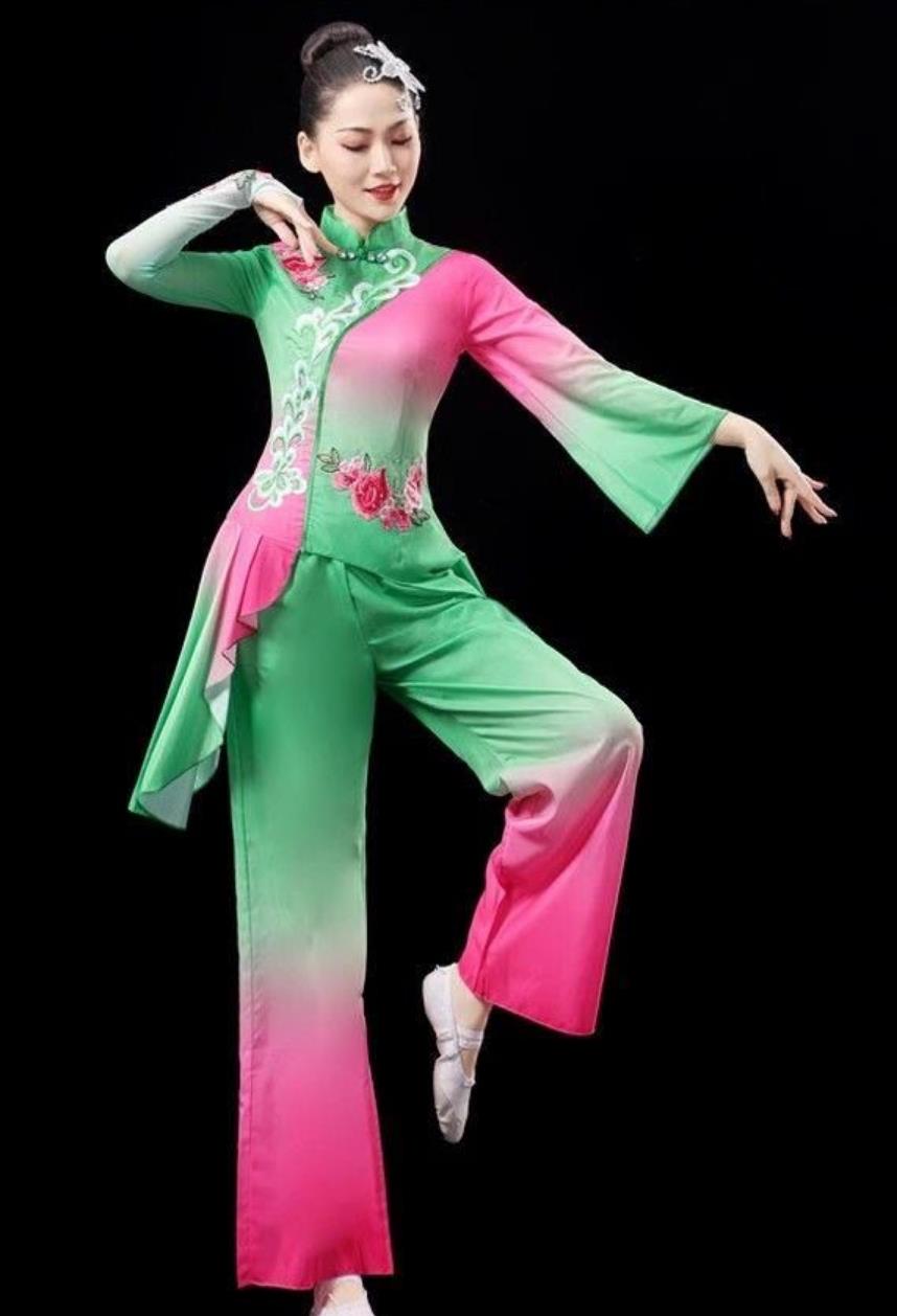 Women Yangge Dance Clothing Fan Performance Outfit Chinese Jiaozhou Yangko Costume