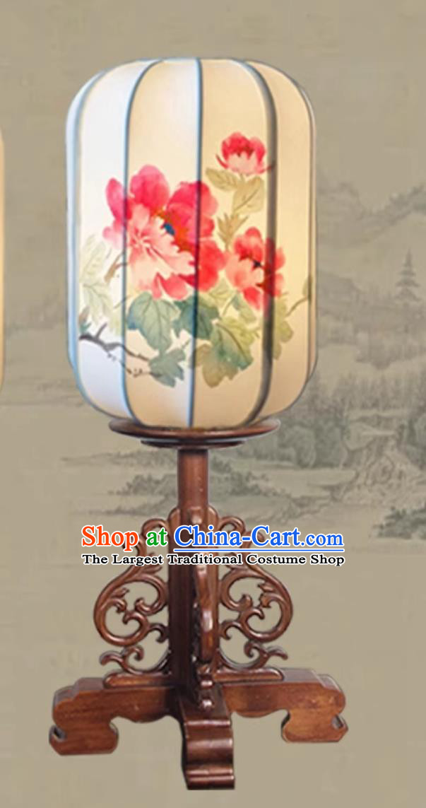 Traditional Desk Lamp Handmade Chinese Table Lantern Hand Painted Linen Lantern