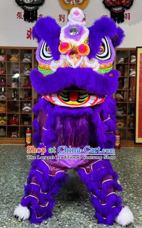 Traditional Dragon Pattern Purple Fur Lion Chinese Fut San Lion New Year Lion Dance Costume Handmade Lion Dance Head Props