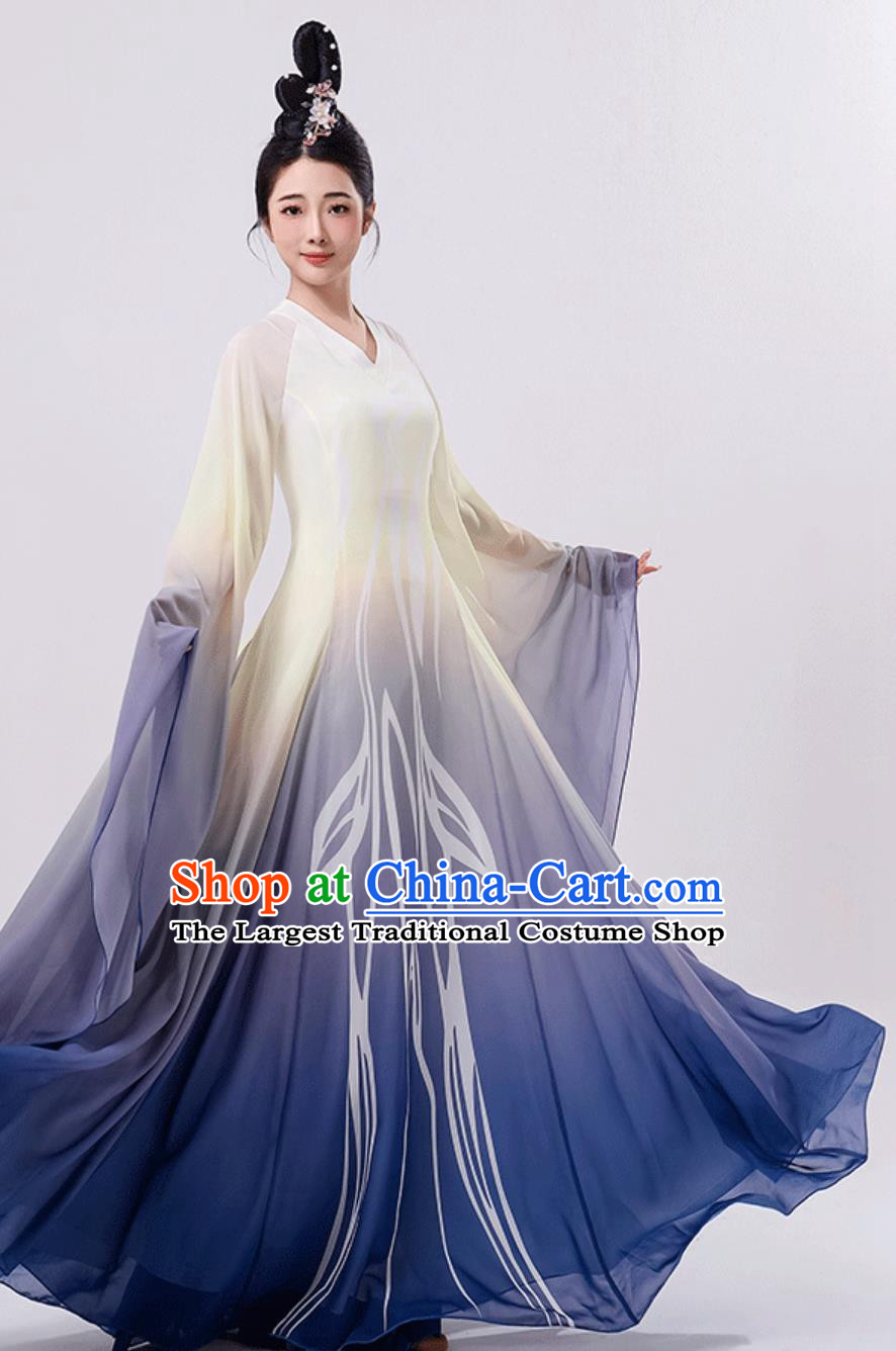 Chinese Style Dance Costume Moon Meditation Replica Art Exam Flared Dress Classical Dance Chiffon Outfit