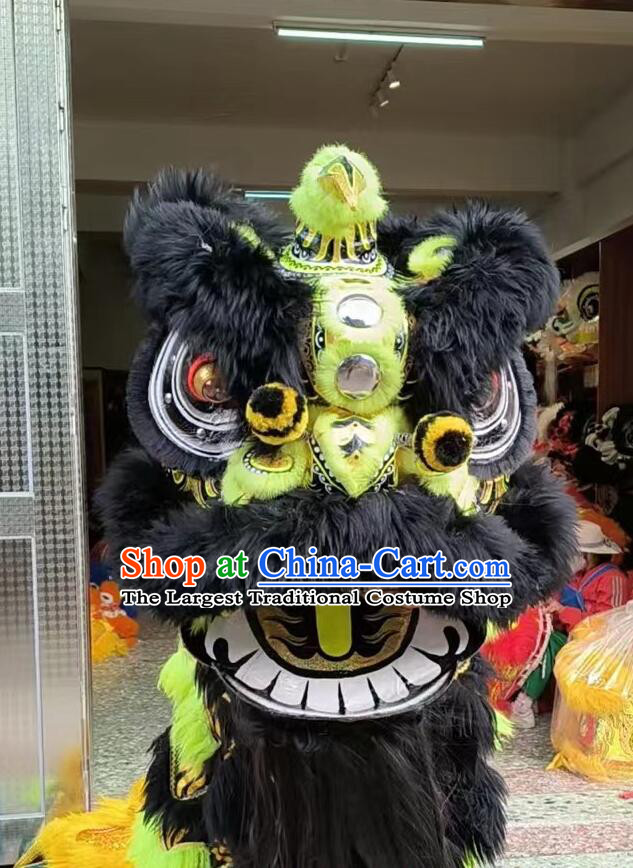 Black Wool Chinese Dancing Lion Head Traditional Celebration Lion Dance Costumes Complete Set