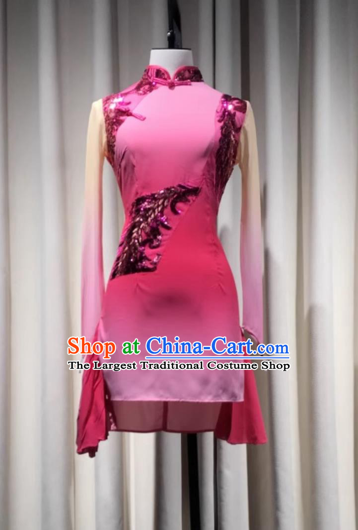7th Lingnan Dance Competition Group Dance Shadow Alley Cobblestone Street Performance Costume Deep Rose