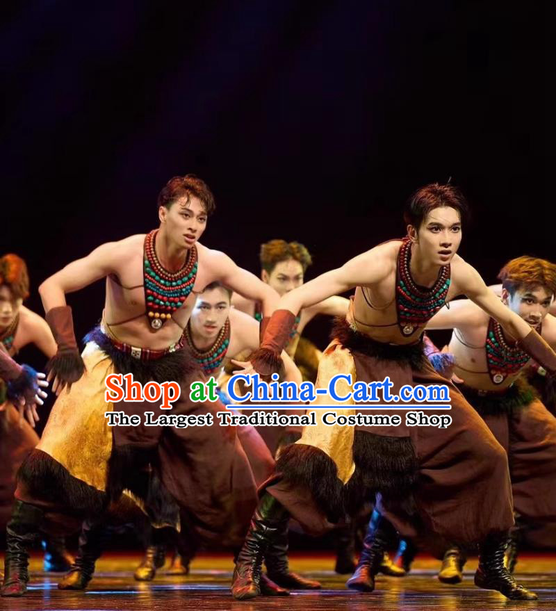 Ox String Qin Original Tibetan Mens Group Dance Clothing Yunnan Stage Performance Costume