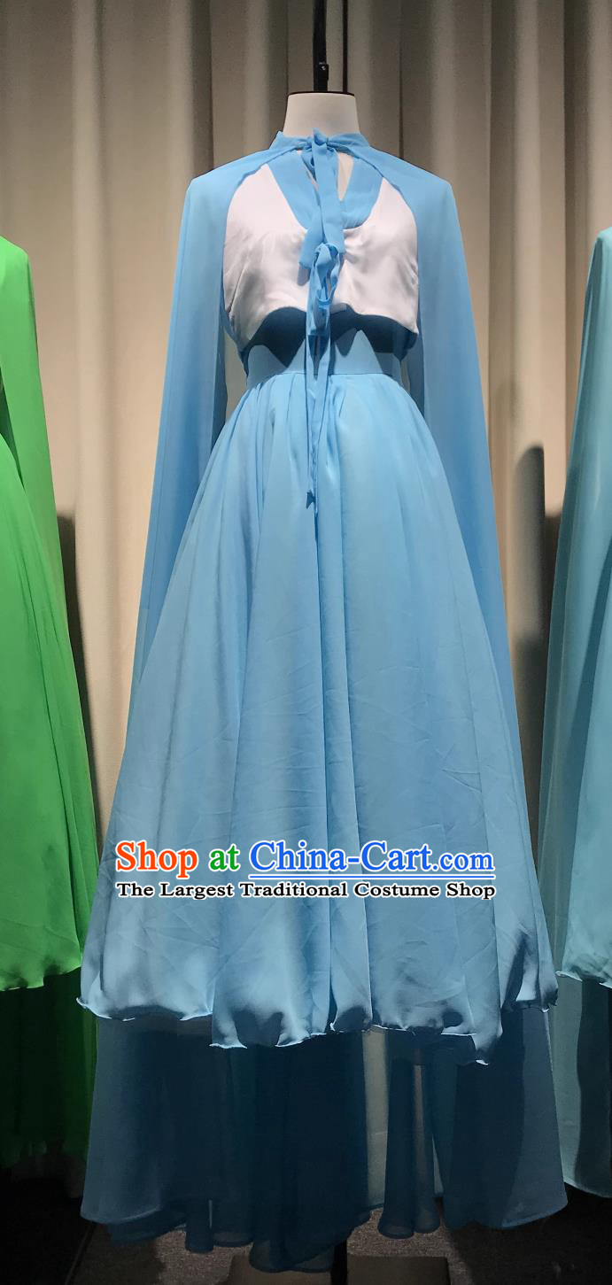 Blue Guyu Dance Group Dance Clothing 12th Lotus Award Korean Ethnic Women Group Dance Performance Costume