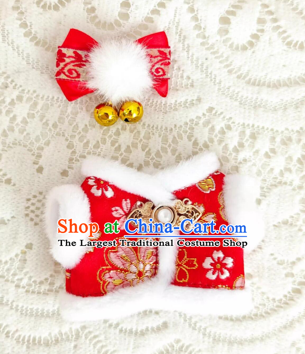 Handmade Labubu Outfit Doll Costumes Chinese New Year Lucky Red Clothing