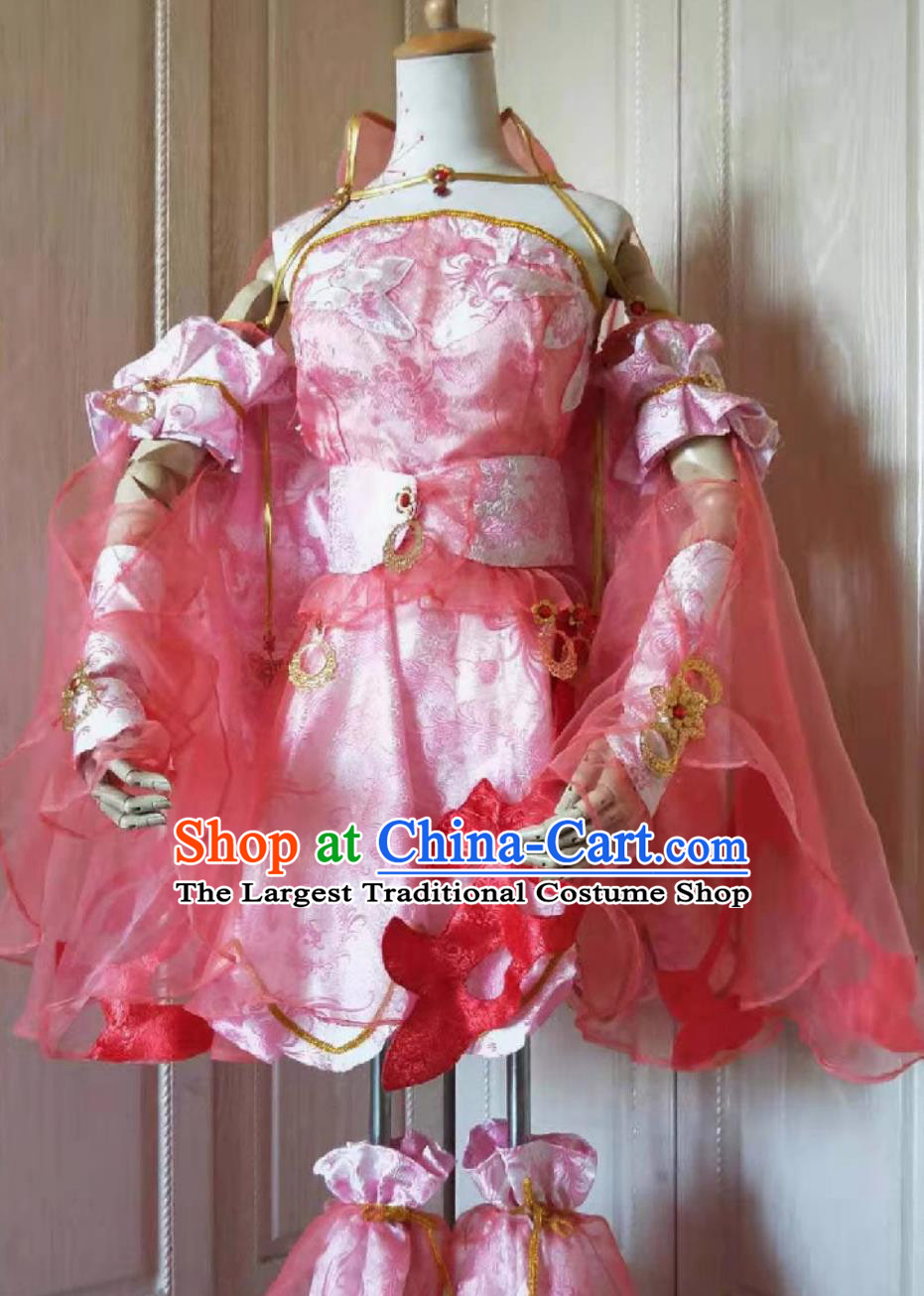 JX3 Ding Guo Tao Young Lady Pink Dress Qi Xiu Xiu Luo Cosplay Costume