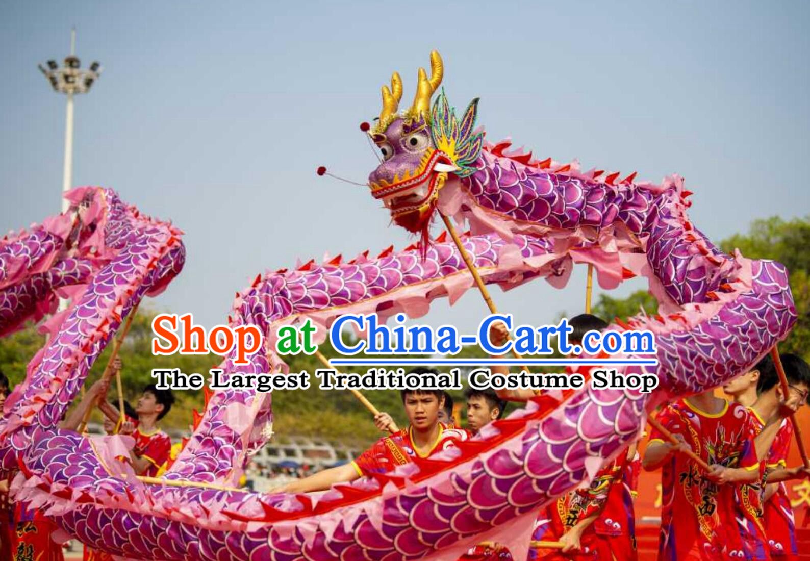 Purple Loong Dance Costume Chinese Traditional Festival Dragon Dancing Props Dragon Dance Equipment