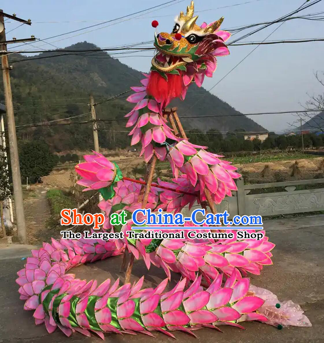 Chinese Lotus Loong Dance Costume Traditional Festival Dragon Dancing Props Dragon Dance Equipment