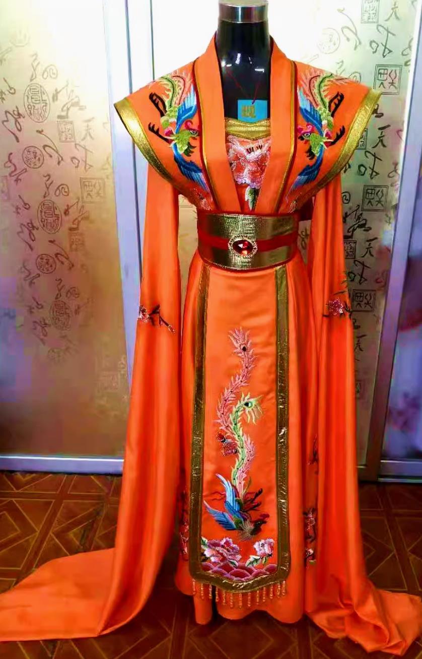 Orange Chinese Opera Costume Traditional Drama Empress Dress Ancient Chinese Princess Imperial Concubine Clothing