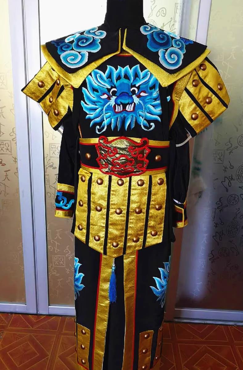 Black Chinese Peking Opera Costume Yue Opera Stage Performance General Outfit Wu Sheng Warrior Armor Traditional Theater Apparel