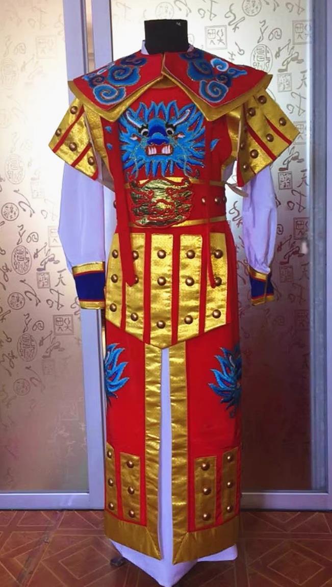 Red Traditional Theater Apparel Chinese Peking Opera Costume Yue Opera Stage Performance General Outfit Wu Sheng Warrior Armor