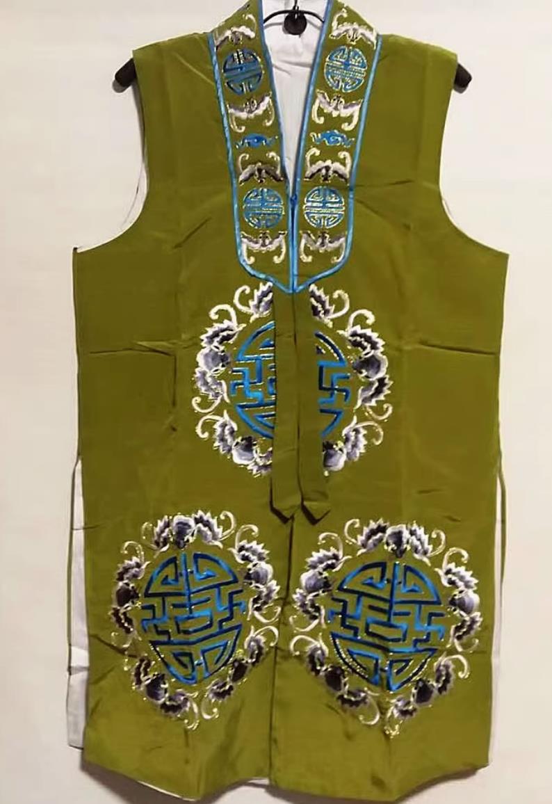 Chinese Peking Opera Costume Lao Dan Vest Dui Pi Waistcoat Matron Elder Woman Gown
